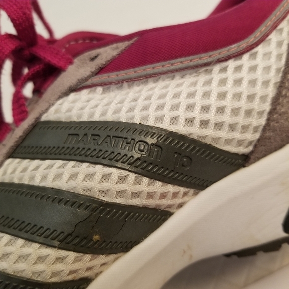 Adidas Marathon 10 Men's 11 White Low Top Sneakers Trainers SEE PHOTOS FLAW - Picture 8 of 11